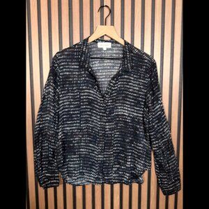 Bella Dahl Blouse Small Womens Blur Abstract Long Sleeve Button Down
